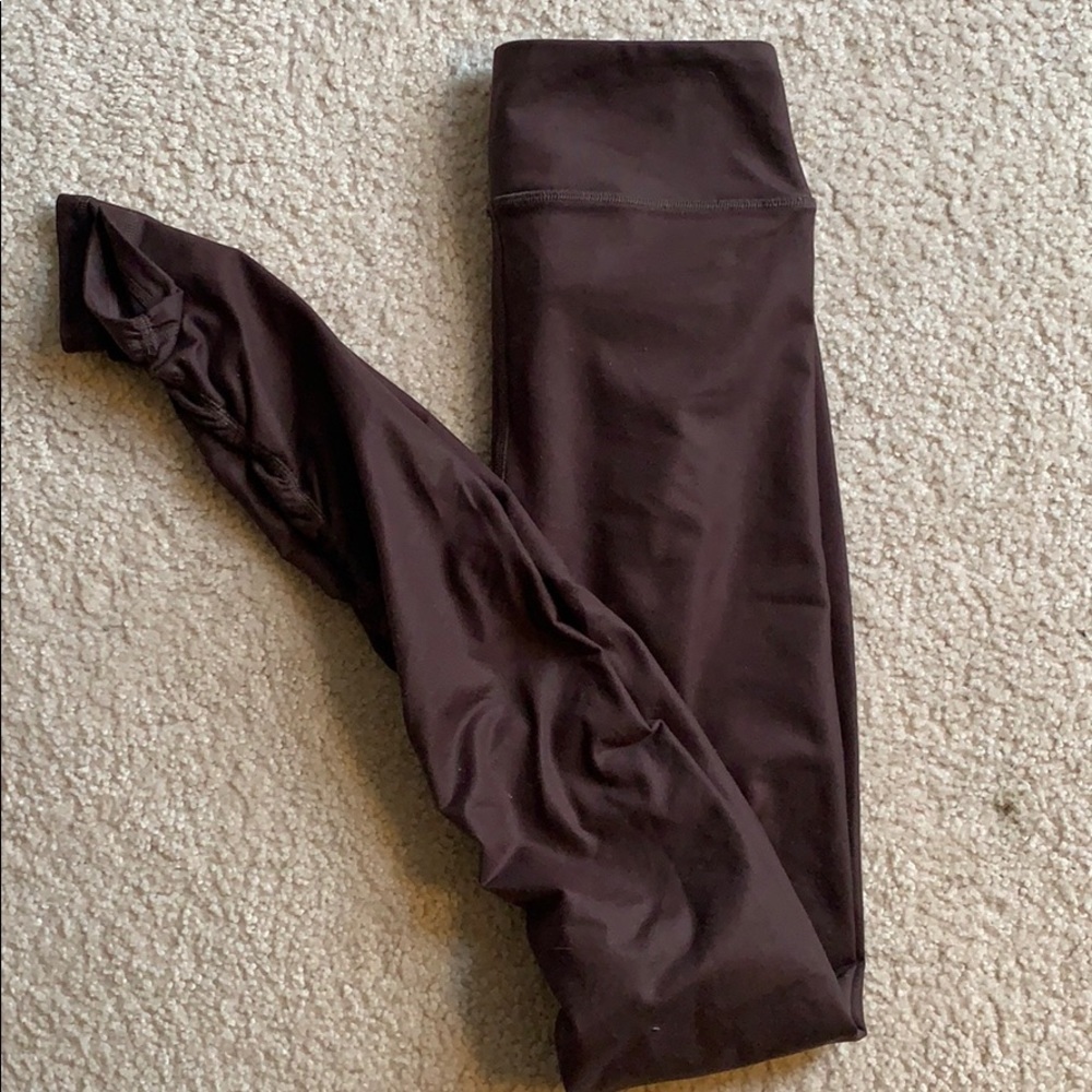 Tall chocolate brown leggings with gathered ankle